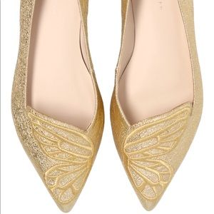 Sophia Webster Gold Bibi Butterfly Flats, Brand New (size 39)
